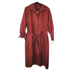 Vintage Winning Edge London Town Women’s Maroon Burgundy Trench Coat Size 12